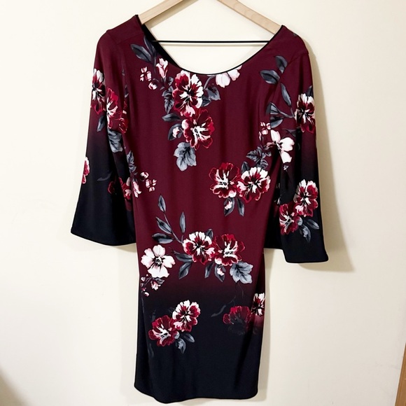 WHBM Womens Floral Lined Sheath Dress Size Small Business Casual Office